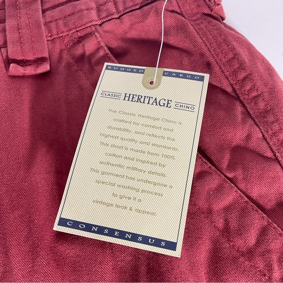 Heritage Consensus Authentic Rugged Cargo 100% Cotton Classic Chino Shorts Sz 42 - Picture 13 of 16